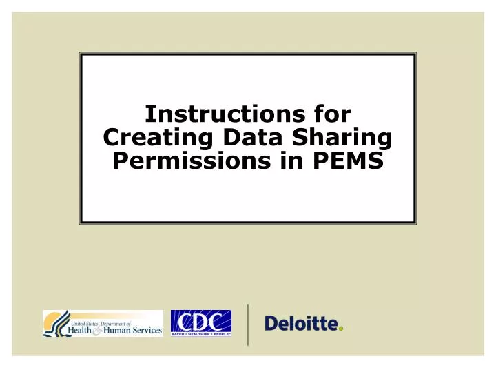 instructions for creating data sharing permissions in pems