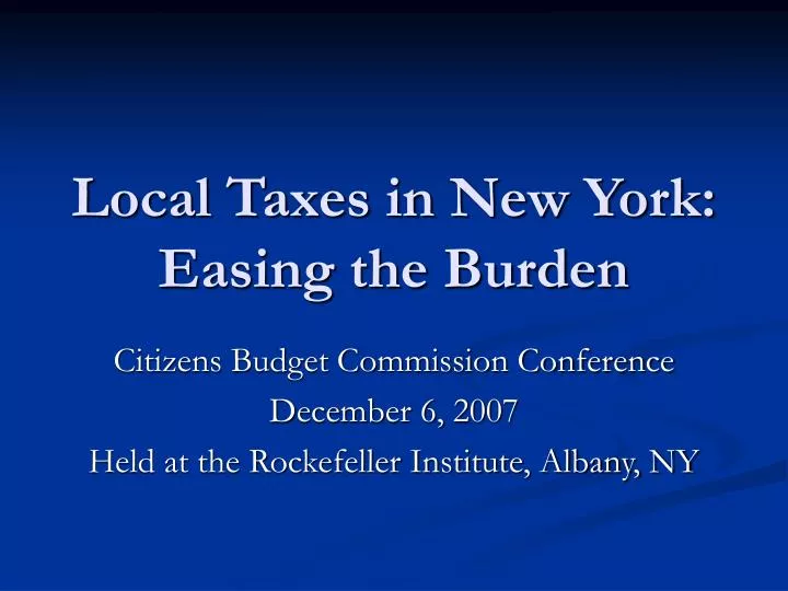 local taxes in new york easing the burden