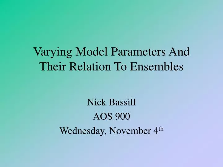 varying model parameters and their relation to ensembles