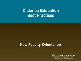 Distance Education Best Practices
