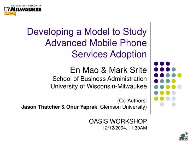 developing a model to study advanced mobile phone services adoption