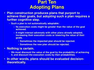 Part Ten Adopting Plans