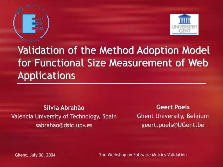 validation of the method adoption model for functional size measurement of web applications