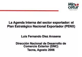 la agenda interna del sector exportador el plan estrat gico nacional exportador penx