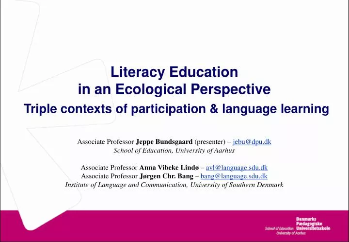 literacy education in an ecological perspective triple contexts of participation language learning