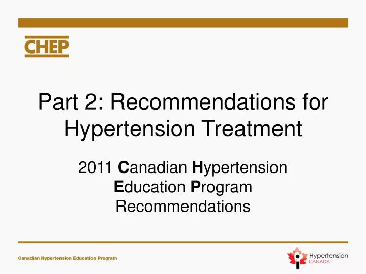 part 2 recommendations for hypertension treatment