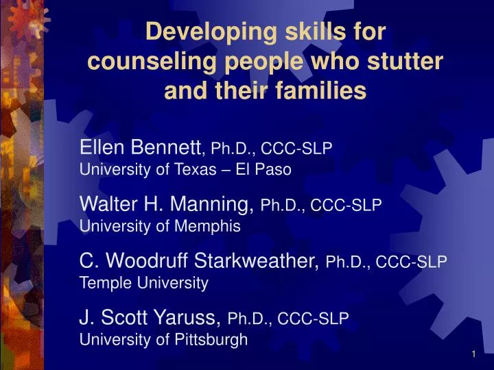 developing skills for counseling people who stutter and their families