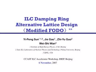ILC Damping Ring Alternative Lattice Design ? Modified FODO ? **