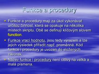 funkce a procedury