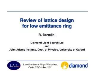 Review of lattice design for low emittance ring