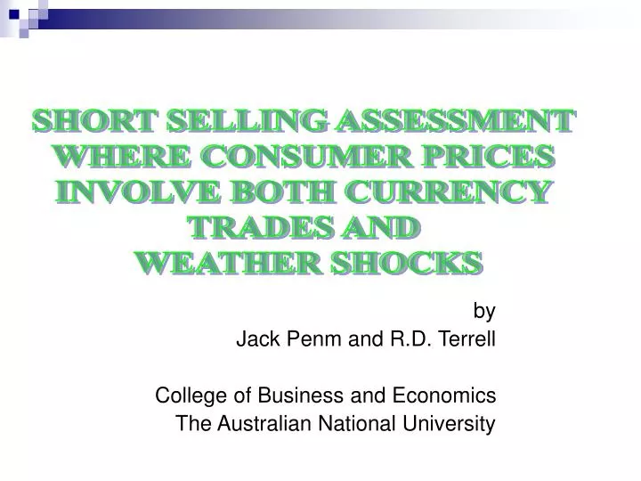 by jack penm and r d terrell college of business and economics the australian national university
