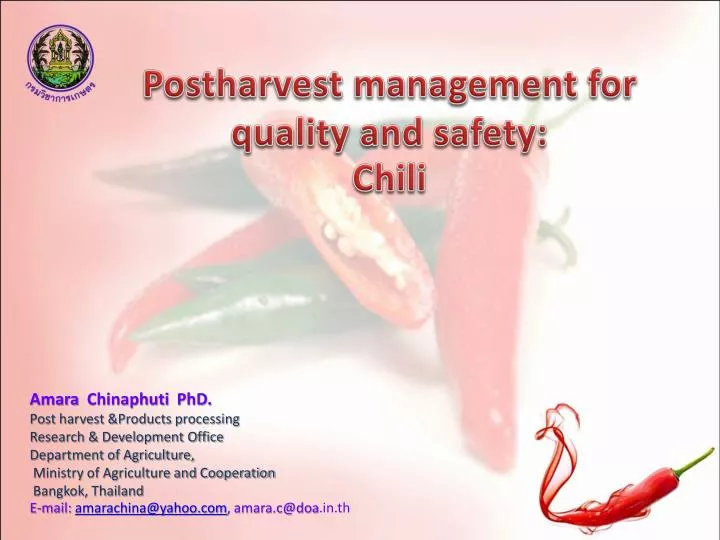postharvest management for quality and safety chili