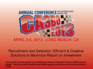 APRIL 3-6, 2013, LONG BEACH, CA