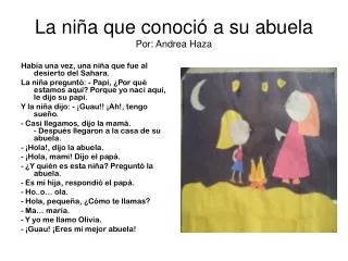 la ni a que conoci a su abuela por andrea haza