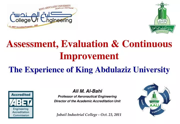 assessment evaluation continuous improvement the experience of king abdulaziz university