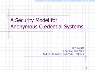 A Security Model for Anonymous Credential Systems