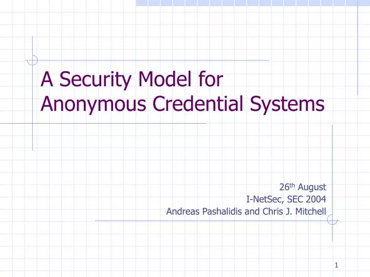 a security model for anonymous credential systems