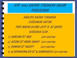 kpr 4063 kajian tindakan dalam pendidikan