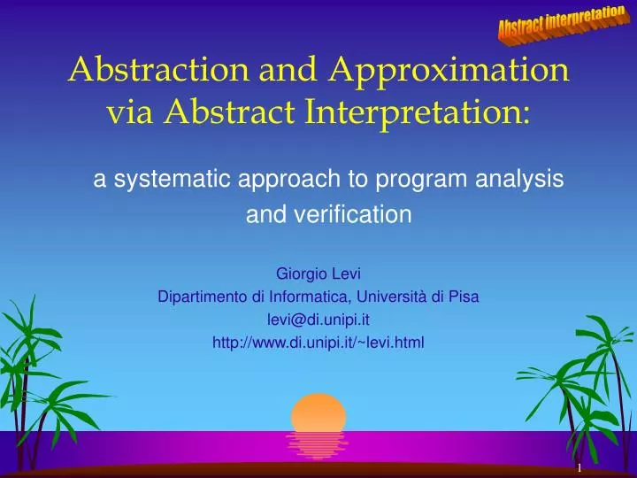 abstraction and approximation via abstract interpretation