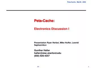 Peta-Cache: Electronics Discussion I Presentation Ryan Herbst, Mike Huffer, Leonid Saphoznikov