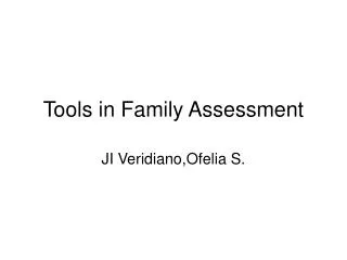 Tools in Family Assessment