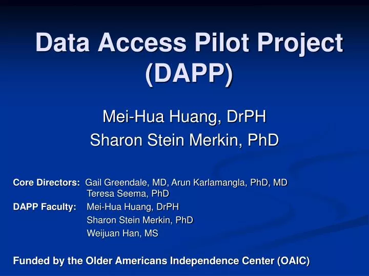 data access pilot project dapp