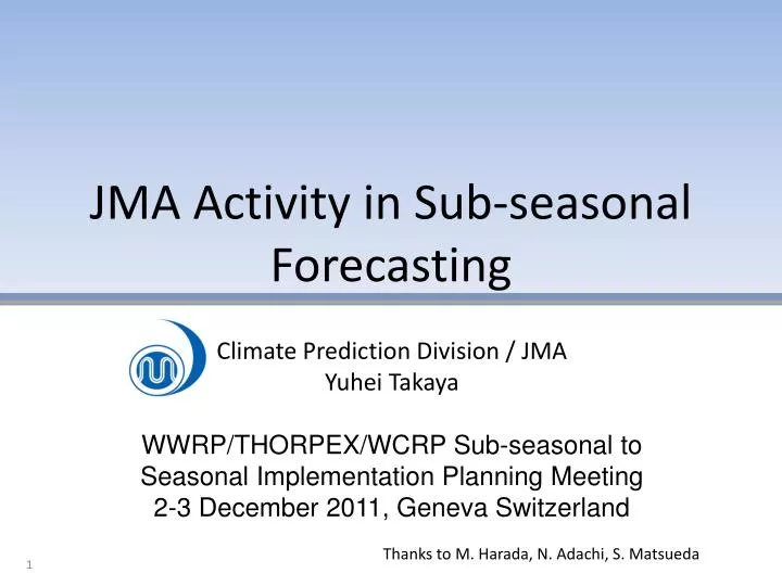 jma activity in sub seasonal forecasting