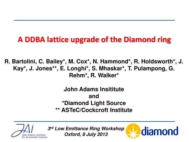 a ddba lattice upgrade of the diamond ring