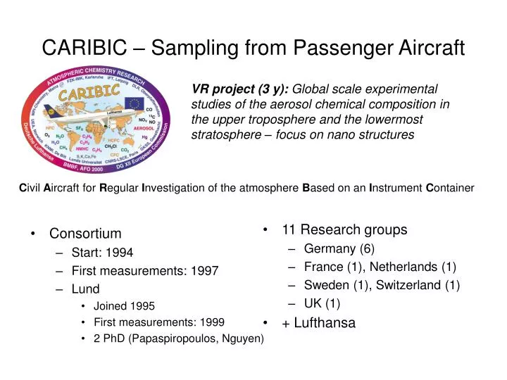 caribic sampling from passenger aircraft