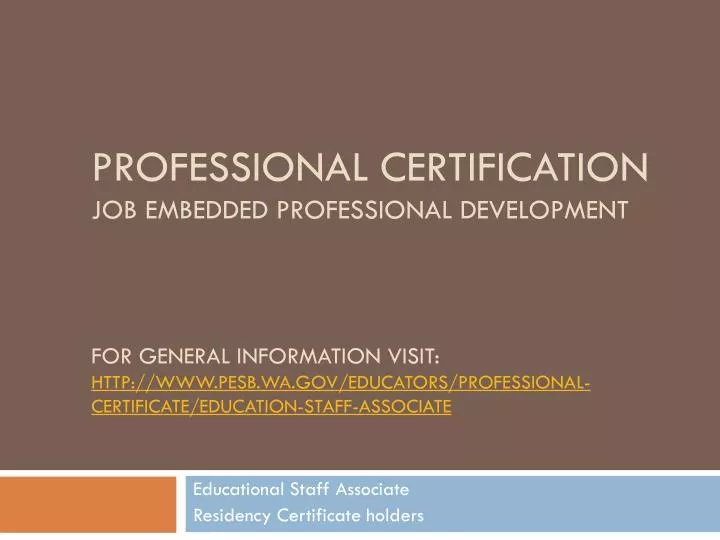 educational staff associate residency certificate holders
