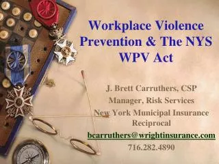 Workplace Violence Prevention &amp; The NYS WPV Act