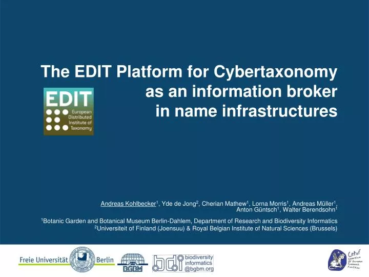 the edit platform for cybertaxonomy as an information broker in name infrastructures