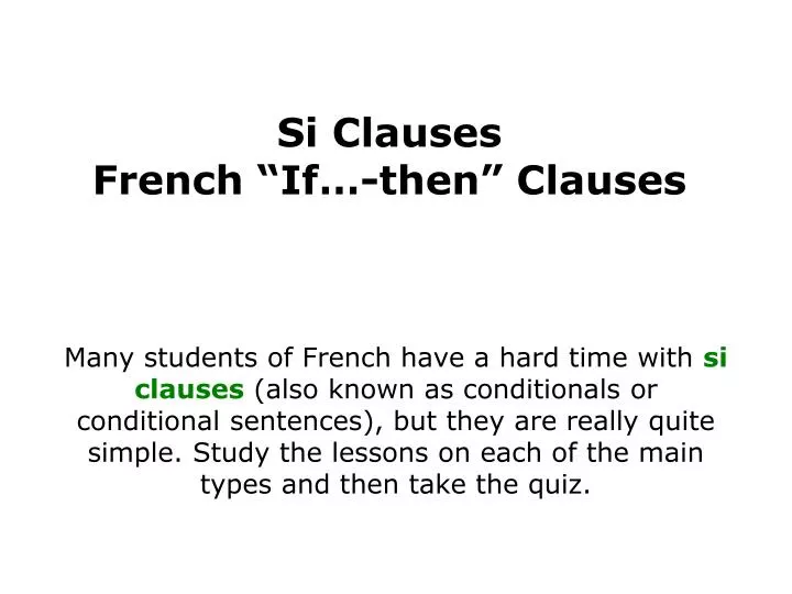 si clauses french if then clauses