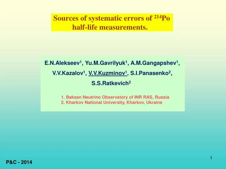 sources of systematic errors of 214 po half life measurements