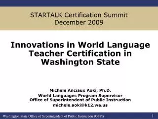 STARTALK Certification Summit December 2009