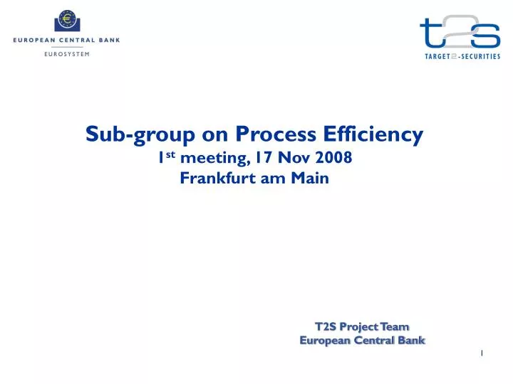 sub group on process efficiency 1 st meeting 17 nov 2008 frankfurt am main