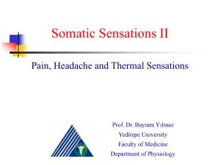 Somatic Sensations II Pain, Headache and Thermal Sensations