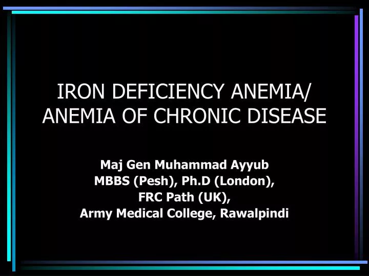 iron deficiency anemia anemia of chronic disease