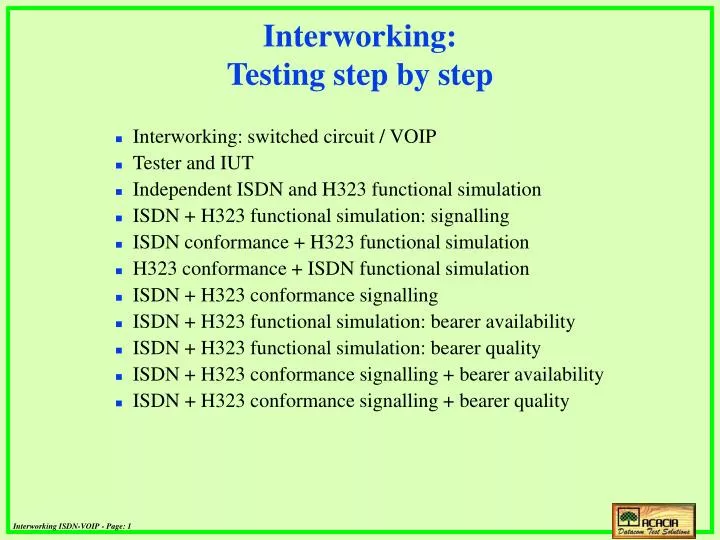 interworking testing step by step