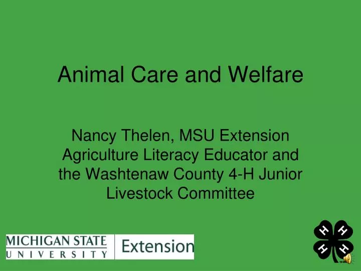 animal care and welfare