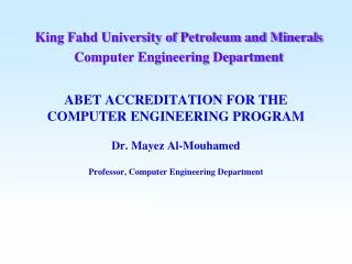 King Fahd University of Petroleum and Minerals Computer Engineering Department