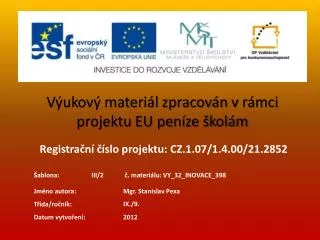 v ukov materi l zpracov n v r mci projektu eu pen ze kol m