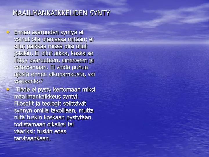 maailmankaikkeuden synty