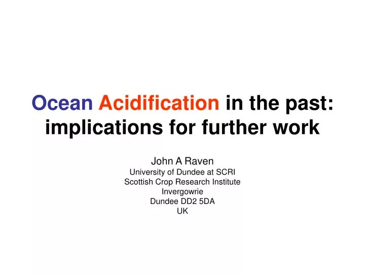 ocean acidification in the past implications for further work