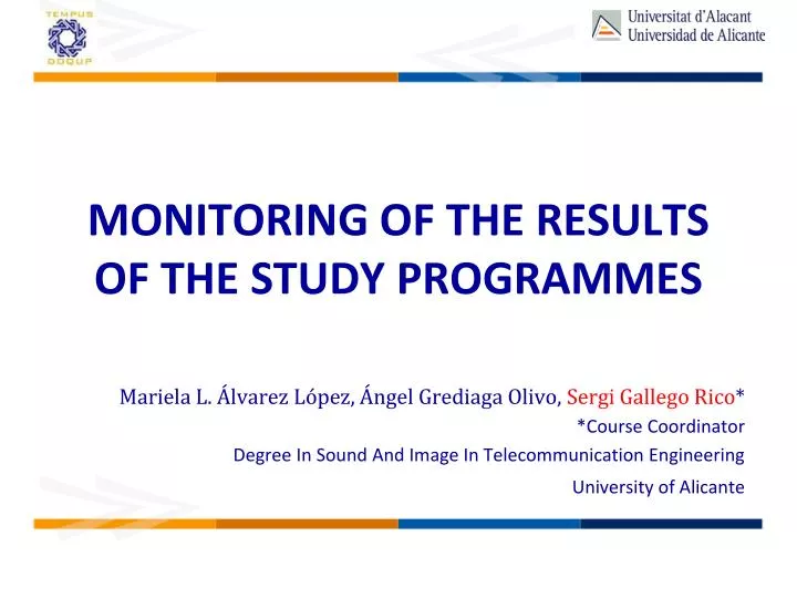 monitoring of the results of the study programmes