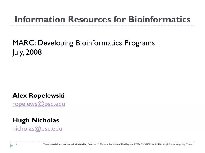 information resources for bioinformatics