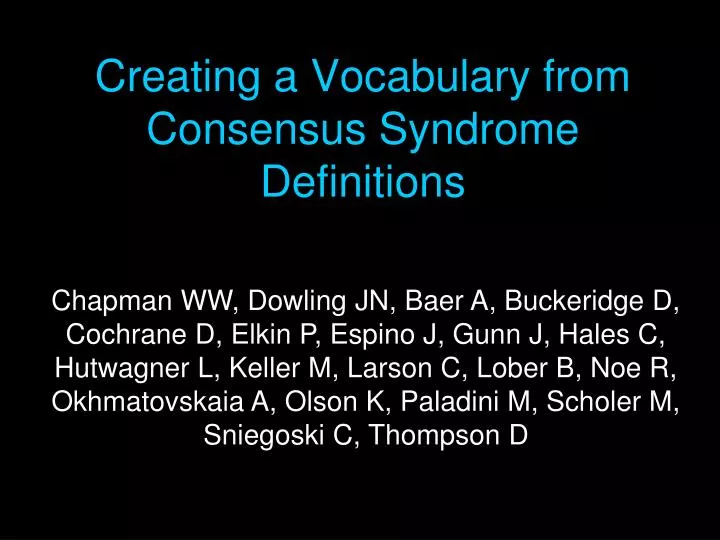 creating a vocabulary from consensus syndrome definitions