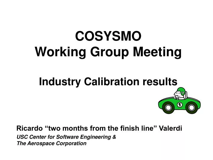 cosysmo working group meeting industry calibration results