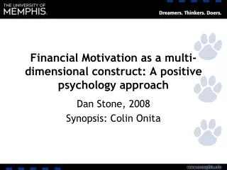 Financial Motivation as a multi-dimensional construct: A positive psychology approach