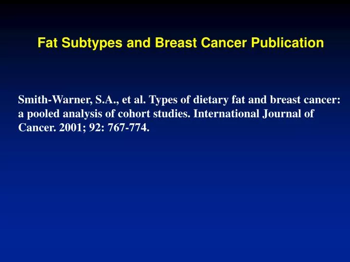 fat subtypes and breast cancer publication